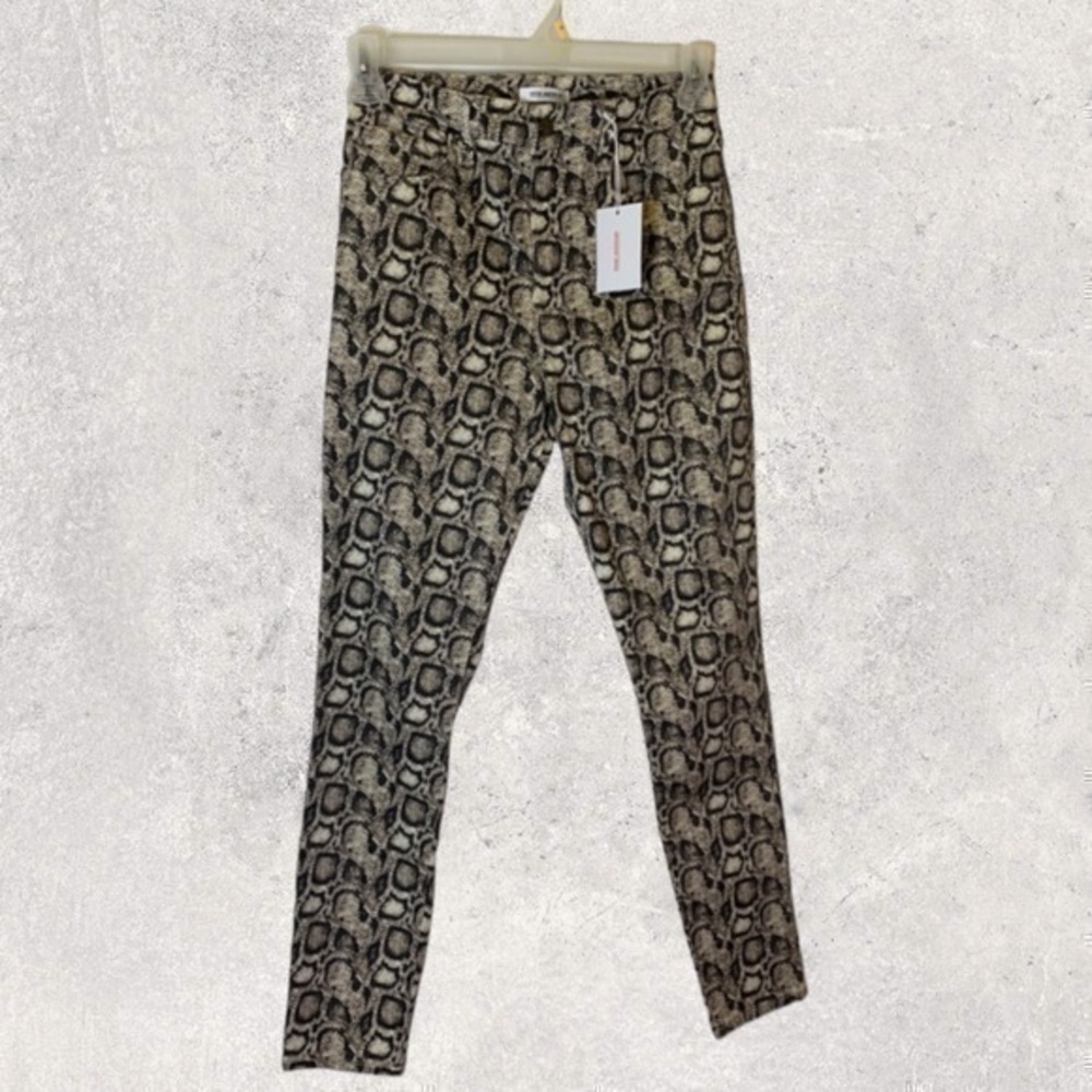 GOOD AMERICAN NET SNAKESKIN PRINT JEANS